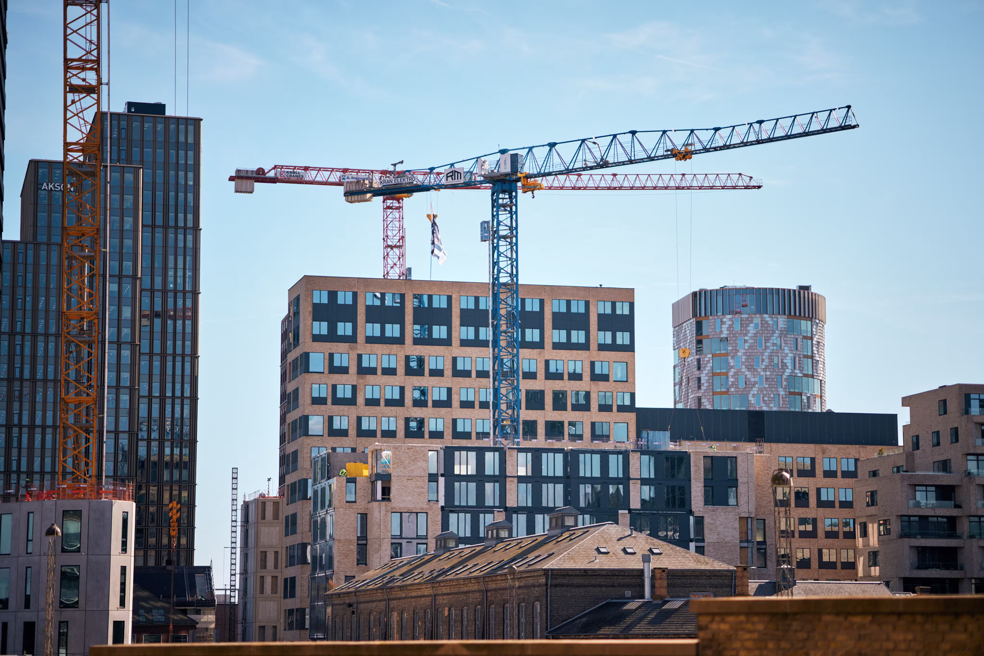 Byggeri i København med kraner